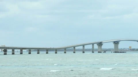 Motion pan view of Irabu Ohashi in Miyakojima. Stock Footage 61528486
