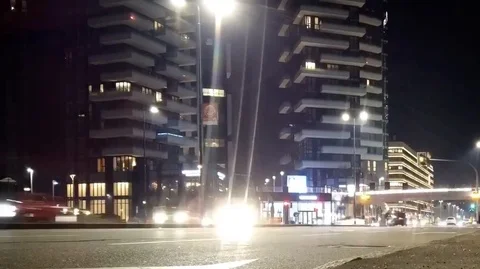 Motion Panning Time Lapse Night City Traffic Stock Footage 122681936