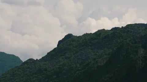 Motion panning view of thunder over the mountains Video stock 329541591