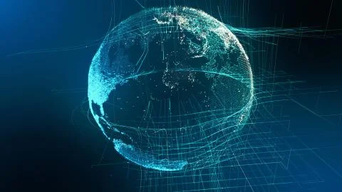 Motion particle earth digital globe cyber concept イラスト素材