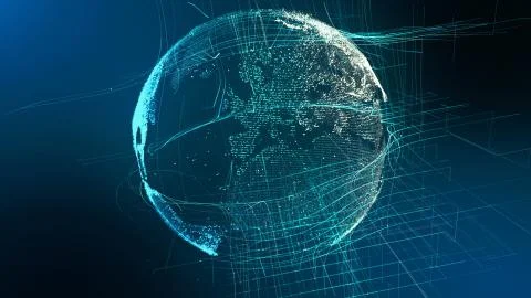 Motion particle earth digital globe cyber concept イラスト素材