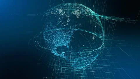 Motion particle earth digital globe cyber concept Illustrazione stock