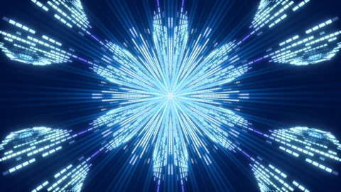 Motion particles and flashing light on blue background, loop Stock Footage 145670948