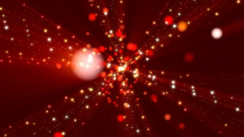 Motion particles and shape on red background, loop Stock Footage 132779741
