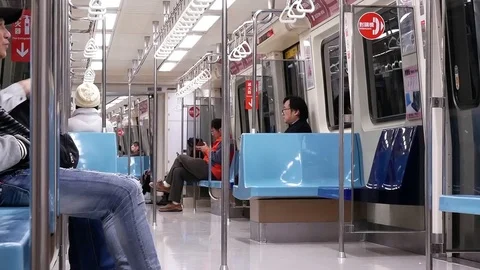 Motion of passenger taking skytrain in Taipei Taiwan with 4k resolution Video stock 83186272
