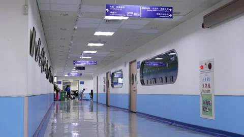 Motion of patient walking at corridor for inside hospital with 4k resolution Video stock 87900563