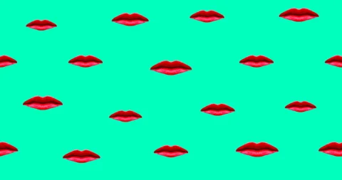 Motion pattern design. Funny lick lips. Minimal fashion art Stock Footage 100682161
