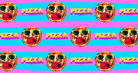 Motion pattern design. Pizza. Pizza lover pattern Stock Footage 100678969