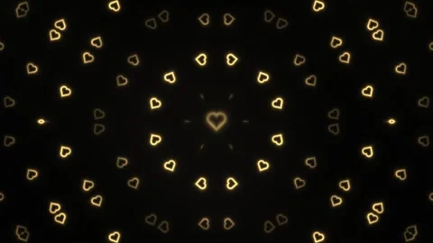 Motion pattern of glowing hearts in a dark background Stock Footage 338329746