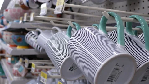 Motion of people buying cups inside Walmart store with 4k resolution Stock Footage 87635571