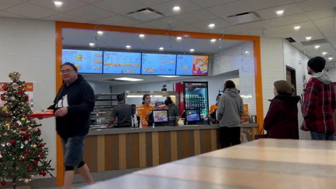 The motion of people lining up for ordering food Stock Footage 236462522