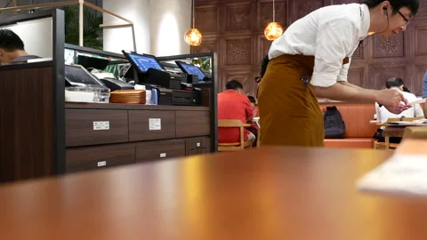 Motion of people ordering food inside Chinese restaurant Stock Footage 94835690