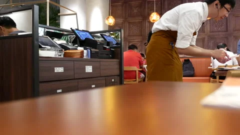 Motion of people ordering food inside Chinese restaurant with 4k resolution. 스톡 동영상 94842004