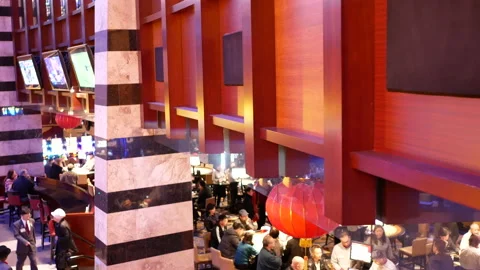 Motion of people playing table game and slot machine in Casino Stock Footage 85873958