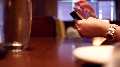 Motion of people reading message and eating food Stock Footage 79506552