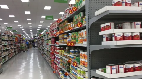 Motion of people shopping inside Walmart store Stock Footage
