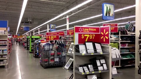 Motion of people shopping item inside Walmart store Stock Footage 72025086