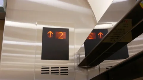 Motion of people taking elevator from one to eight floor inside shopping mall Stock Footage 87718487