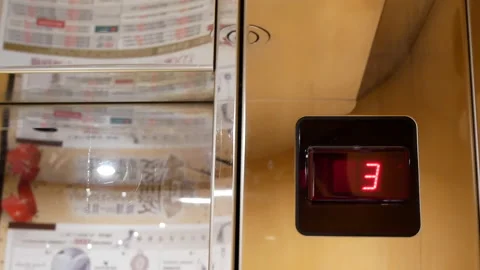 Motion of people taking elevator from three to six floor with reflection shadow Stock Footage 97039638