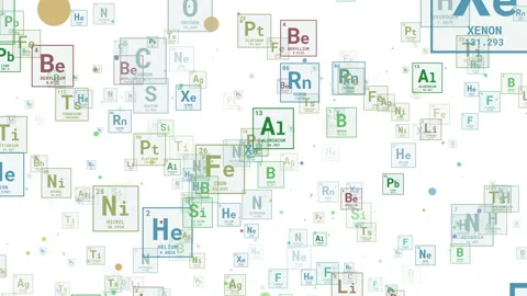 Motion periodic table of chemical elements. Colored icon fragment Video stock 282197840