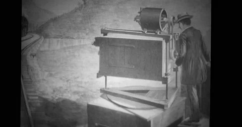 Motion picture camera drawings Stock Footage