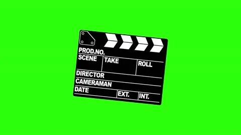 A motion picture clapboard, also called a slate on green screen Stock Footage 64537639