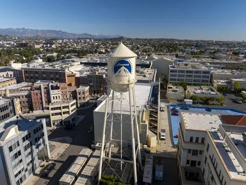 Motion picture industry studio. Paramount Pictures studio water tank Stock Photos
