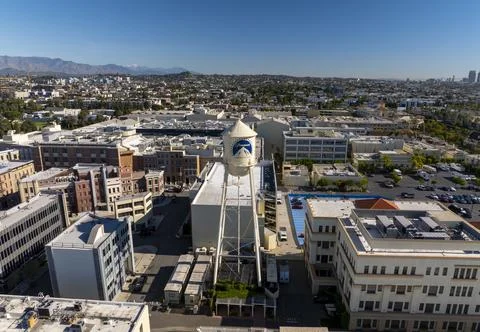 Motion picture industry studio. Paramount Pictures studio water tank Stock Photos