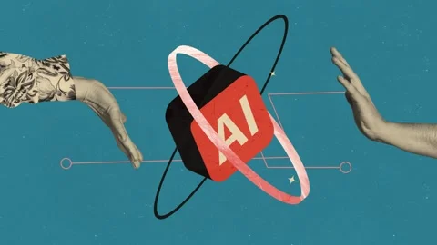 Motion poster collage video of two hands clap gesture artificial intelligence Stock Footage 305447110