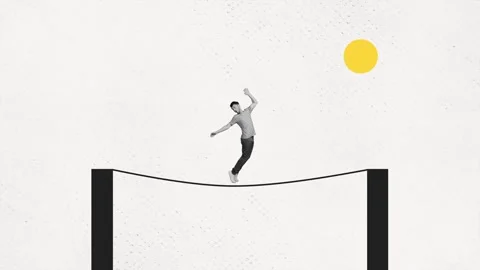 Motion poster trend art collage video of shocked man jump trampoline high Stock Footage 302158855