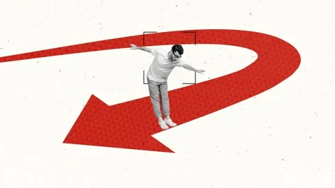 Motion poster trend collage video of shocked guy stand arrow pointer Stock Footage 302158805