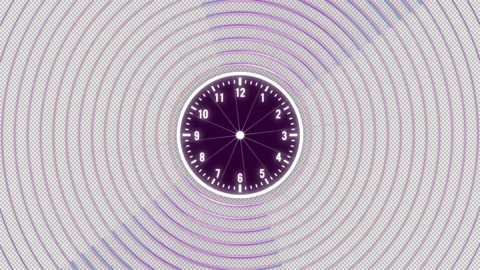 Motion purple circles and clock on transparent background, alpha channel, loop Stock Footage 136395645