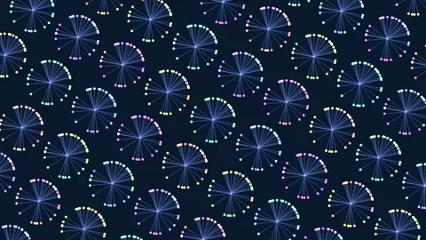 Motion rainbow circles pattern with lines and dots Stock Footage 195534760