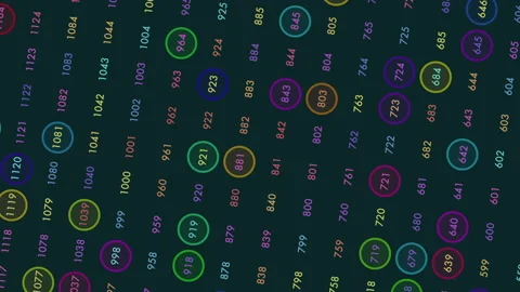Motion random numbers pattern with neon color on black gradient Stock Footage 235828019