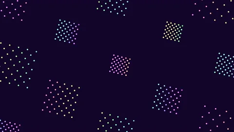 Motion random rainbow dots and squares pattern Stock Footage 195530698