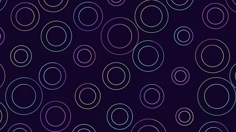 Motion random rainbow rings and circles pattern Video stock 195531954