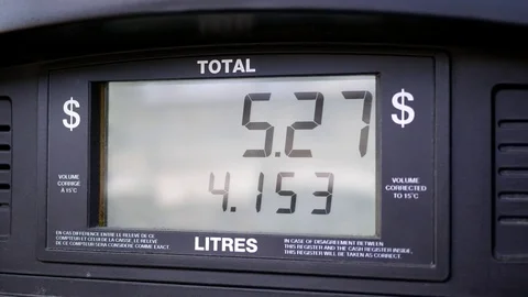 Motion of rising gas prices on pump screen with 4k resolution Stock Footage 77666517