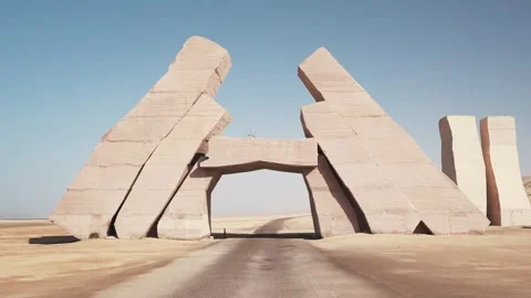 Motion by the road through The Gate of Allah in Ras Muhammad National Park Stock Footage 253892197