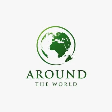 Motion rocket and earth globe logo icon vector template on white background Stock Illustration