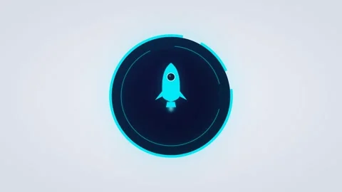 Motion of Rocket Icon Animation in Futuristic Digital Interface for Technol.. Stock Footage 342571404