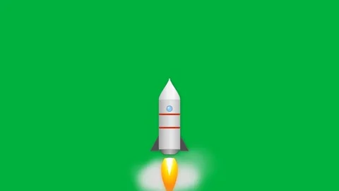 Motion of Rocket Launch Sequence with Bright Flames and Smoke on Green Scre.. Stock Footage 342661803