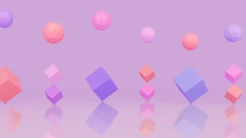 Motion of rotating cubes and jumping spheres Stock Footage 277856918