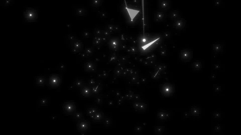 Motion of rotation many of triangles and bright particles flying on a black Stock Footage 113905341