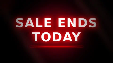 Motion Sale Ends Today Bright Red Neon Sign Advertising Urgency for Limited.. Stock-Footage 338314158