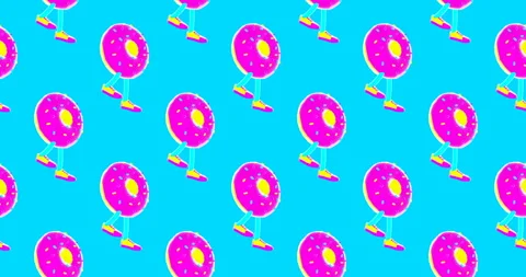 Motion seamless pattern design. Donut hipster man. Donut lover concept Stock Footage 100703206
