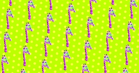 Motion seamless pattern design. Giraffe in sunglasses. Minimal animals fun art Stock Footage 100683006