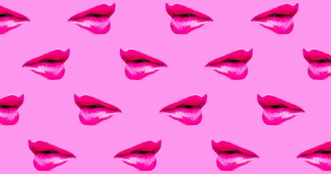 Motion seamless pattern design. Lips and Kiss concept Stock Footage 100682429