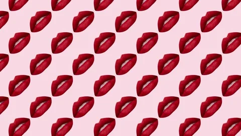 Motion seamless pattern design. Lips and Kiss concept Stock Footage 273877893