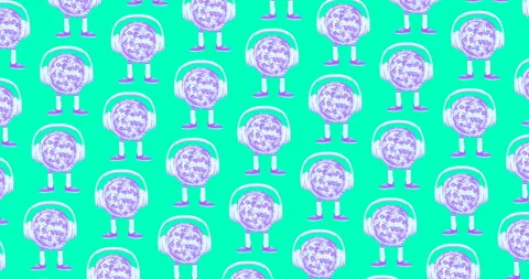 Motion seamless pattern design. Pizza Dj hipster.  Fast food pizza concept Stock Footage 100704086