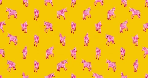 Motion seamless pattern. Unicorn toy background Stock Footage 122138928